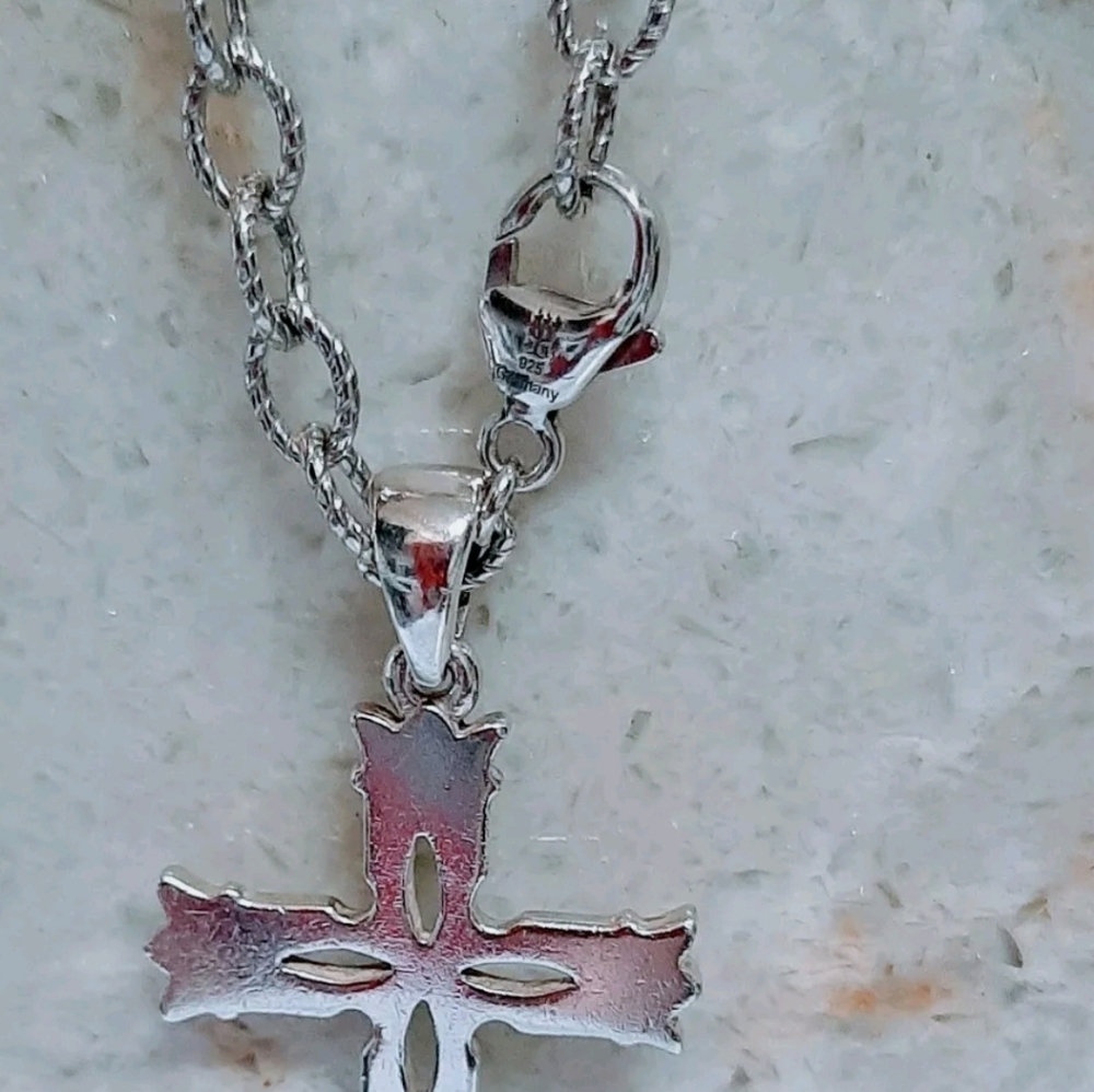 James Avery Ss Cross & Twisted Wire Cable Chain 18 Gem